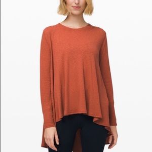 Lukulemon Athletica Salmon High Low Ribbed Long Sleeve Top Large